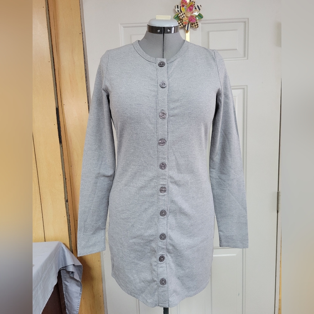 American Eagle Knit Long-Sleeve Button Front Mini Dress